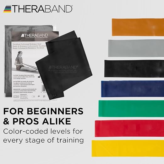 THERABAND Resistance Band, Exercise Workout, Physical Therapy, Black, 6 Ft | THERABAND elastic resistance band for exercise, strength training, physical therapy and at-home workouts