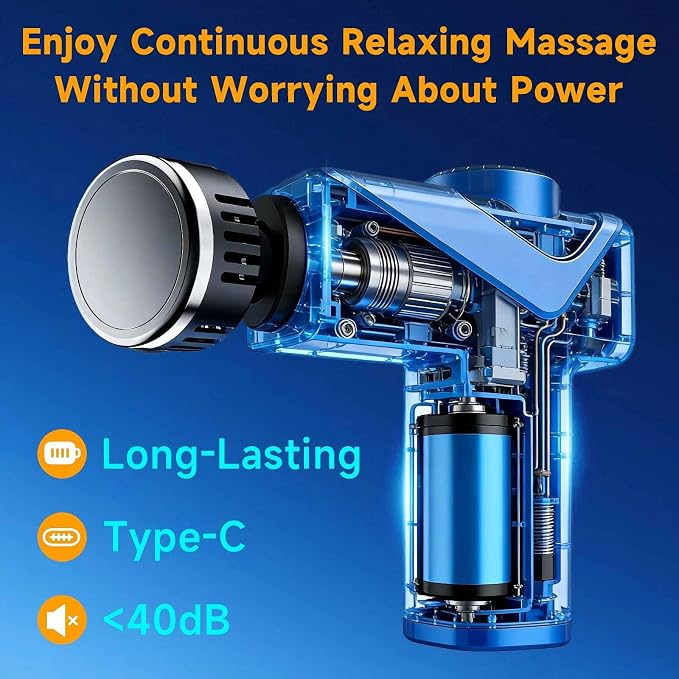 Massage Gun with Heat, Powerful Warming Massage, Home & Travel | Massage Gun with Heat, Powerful Heated Massage, Quiet Portable Massager for Home& Travel, Lightweight Design