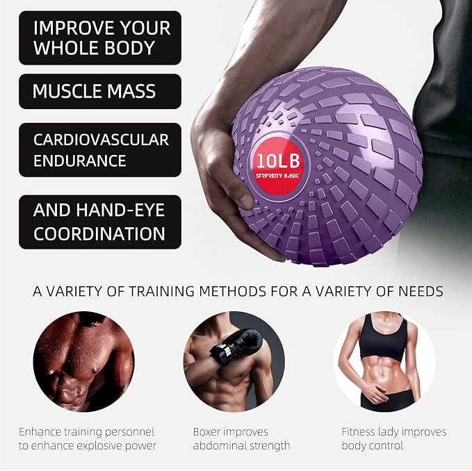 Medicine Ball 8, 10 lbs Slam Ball Weighted Balls for Exercise Strength and Crossfit Workout