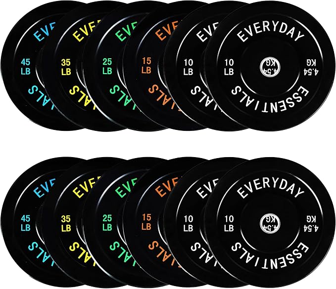 Fitvids 2-Inch Olympic Bumper Plates, Perfect Weight Plates for Weightlifting and Strength Training, Multiple Weights Available