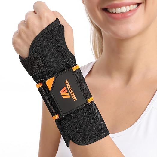 MEENCOOL Carpal Tunnel Wrist Brace Night Support with Splint for Left Hand | Adjustable Wrist Splint Men Women for Pain Relief – Support for Tendonitis, Arthritis, Sprain, Sleeping & Daily Use, Size S