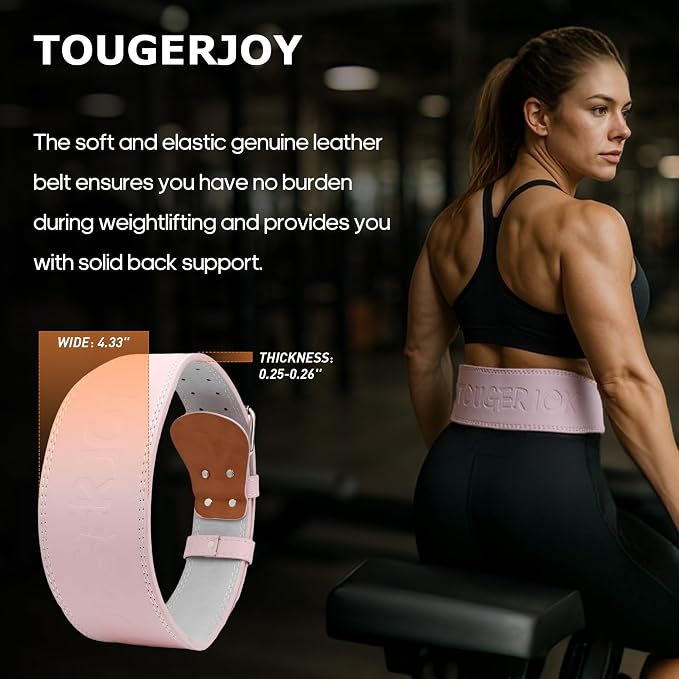 Women's Weight Lifting Belt 4 Inch Wide, Gym Powerlifting Belt for Women with Padded Lumbar Support, Adjustable Fitness Belt for Deadlift, Squats, Cross Training & Workout