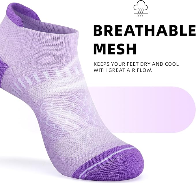 IRAMY Light Compression Socks for Women Arch Support Athletic Cushioned Anti-Blister Comfort Running Ankle Socks 3/5 Pairs