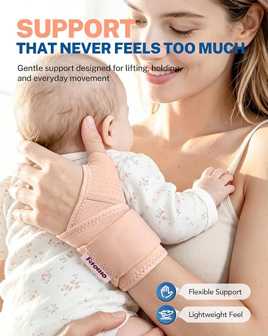 Wrist Brace with Soft-Touch Fabric, Breathable Compression Support | Mild Carpal Tunnel Support , Adjustable Compression Wrist Wrap , Enlarged Thumb Opening , Typing, Office Work & Daily Wear