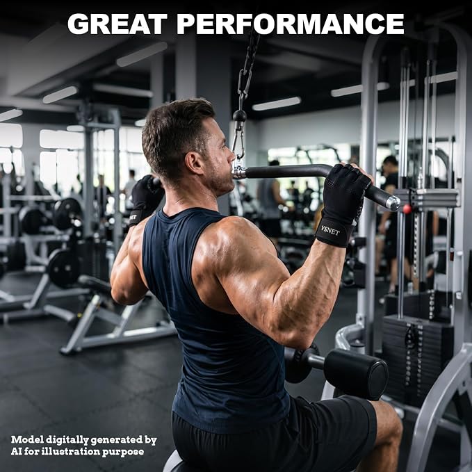 Half-Finger Sports Gloves, Black. Made of Neoprene Material, Feature Honeycomb Silicone Non-Slip Design on the Palm with Wrist Support. Suitable for Gym Training, Cycling and Weightlifting