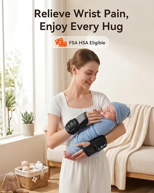 MAXease Cordless Heated Wrist Brace for Pain Relief, Warmer & Massager for Carpal Tunnel & Arthritis, Wrist Heating Pad with Splint for Hand Joint & Night Support, FSA&HSA, Size M, Right