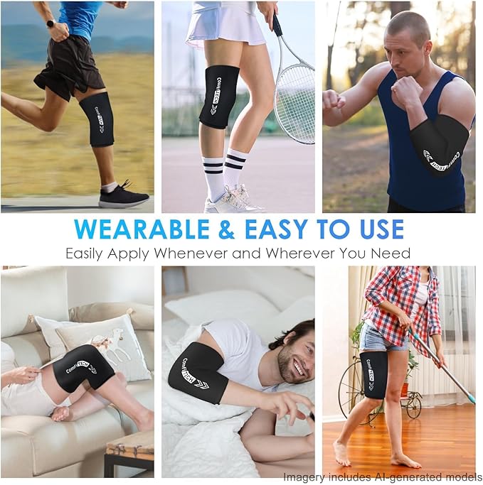 ComfiTECH Reusable Knee Ice Pack Wrap, Flexible Cold Gel Pack Sleeve, M | Ice Gel Sleeve for Knee, Calf and Hamstring, Cold Compression for Soothing Meniscus Tear, Muscle Discomfort & Sports Recovery