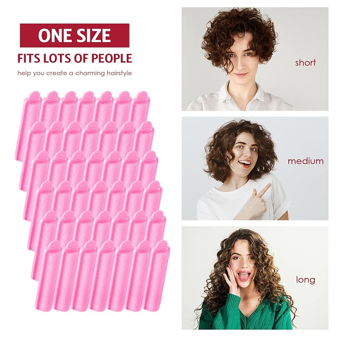 Syhood 43 Pcs Foam Sponge Hair Rollers Women 0.59 Inch Soft Sleeping Curlers Flexible Sponge Curler Tool and Rat Tail Comb for Hair Styling Hairdressing Overnight Curl and Volume(Pink)