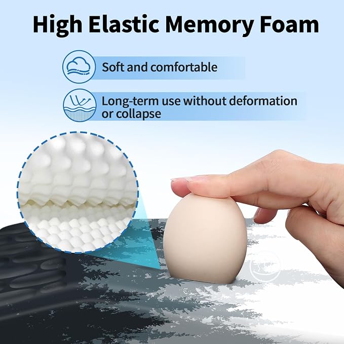 YIWEI Ergonomic Mouse Pad with Wrist Rest for Carpal Tunnel Pain Relief | Memory Foam Wrist Support,Non-Slip Rubber Base, Keyboard Computer Mousepad,Lycra Cloth Surface,Gaming Home Office