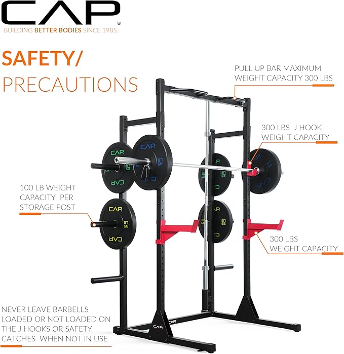 CAP Barbell Power Rack with Pull Up Bar & Attachments - Multiple Colors