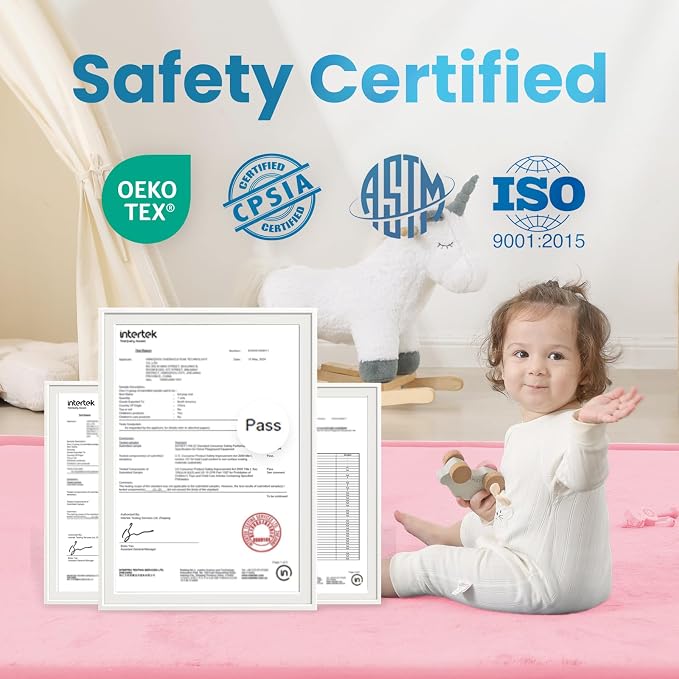 1.3" Thick Baby Play Mat for Floor,50x50 Padded Playpen Mat, Non-Slip | Ultra Soft Playmat for Baby,Tummy Time Foam Mats,Cushioned for Infant,Kids and Toddler Crawling,Easy Care