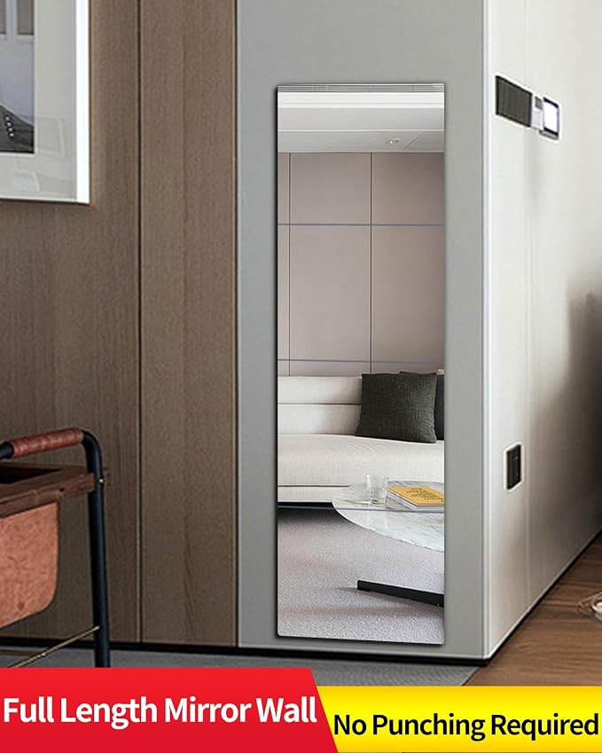 Shatterproof Wall Mirror Full Length for Bedroom, Acrylic Gym Mirrors For Home, Extra Thick: 0.12 Inch, 14 x 14 Inches x 4 Pcs, Workout Mirrors Safe for Kids, Over The Door, Long Wall Mounted