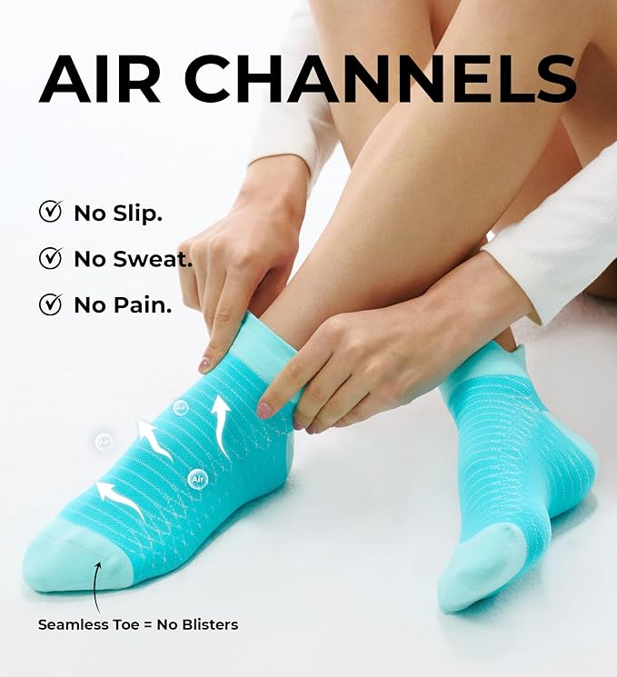 FITRELL Ankle Compression Socks for Women & Men - 5/6 Pairs Cushioned Arch Support Running Socks, Plantar Fasciitis Relief