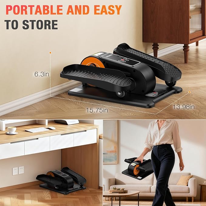 Under Desk Elliptical Machine, Electric Elliptical Leg Exerciser for Senior | Quiet and Compact Electric Seated Pedal Exerciser for Home with Monitor, Remote Control and 12 Adjustable Speeds