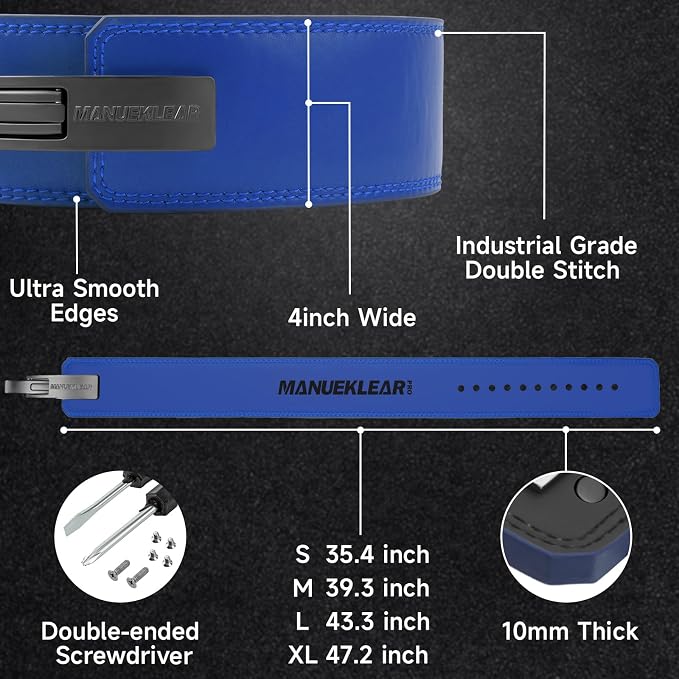 MANUEKLEAR 10mm Thick & 4inch Wide Weight Lifting Belt Lever, Lever Belt Weightlifting for Men and Women, Powerlifting Lever Gym Belt for Squat Deadlift Workout