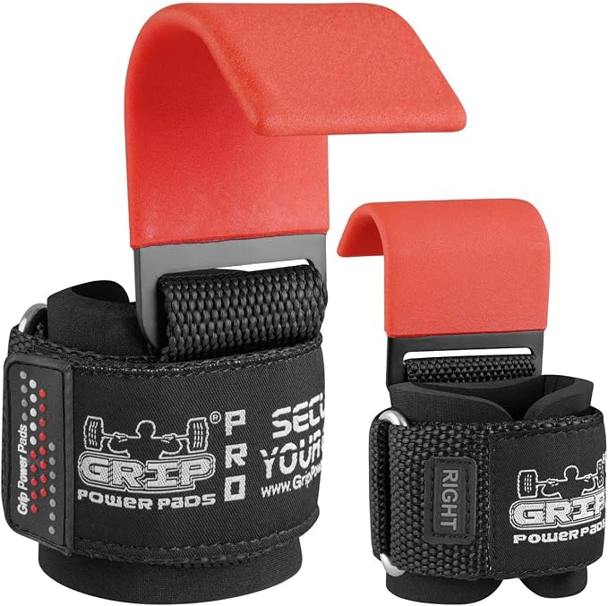 Weight Lifting Rod Hooks Heavy Duty Wrist Wraps Power Weight Lifting Training Gym Grips Straps Set of 2
