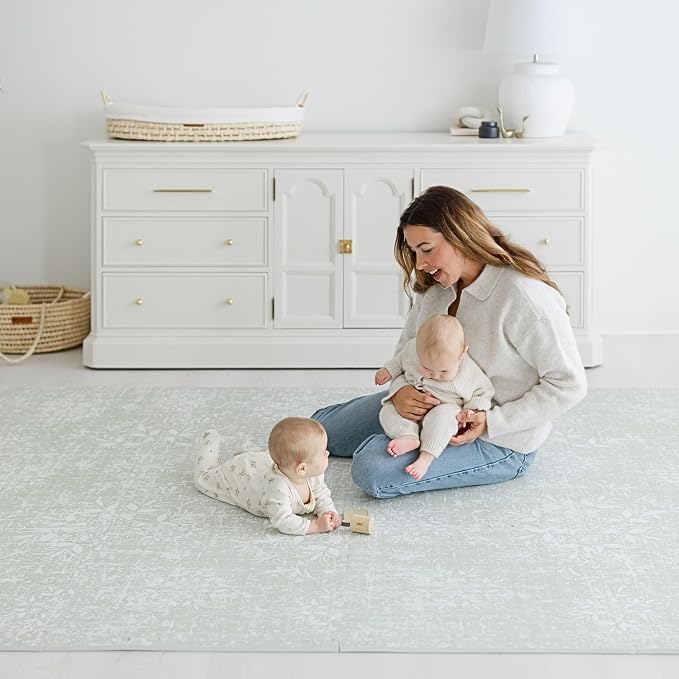 Little Landings Baby Play Mat for Floor - Eden (8x8ft) - Premium EVA Foam Play Mat for Babies & Toddlers (Ages 0-5+) - Non-Toxic Playmat for Tummy Time, Crawling & Playroom - Stylish & Comfortable