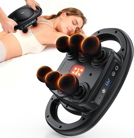 AERLANG Massage Gun Deep Tissue Muscle Back Massager for Pain Relief 6 Head | Percussion Multi Head Massage Gun Tool Handheld Massager with 9 Levels 4 Modes Portable Muscle Massager Gifts for Men Women