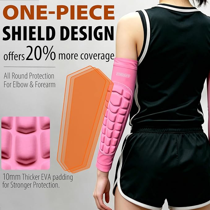 Frelaxy Elbow Pads, Padded Arm Sleeves for Volleyball and Football, 2 Pack