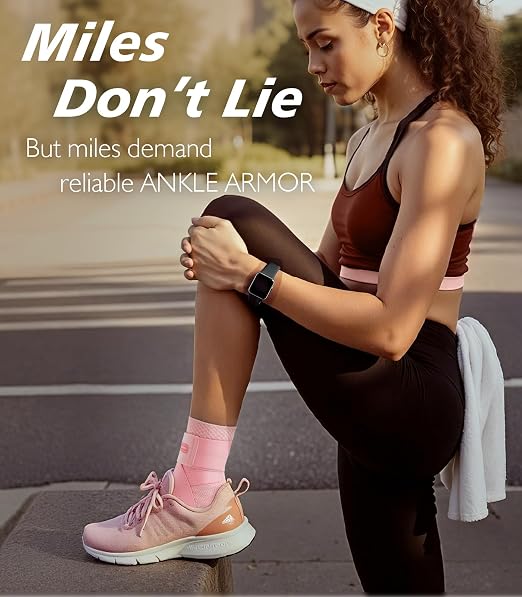 Flat Knitting Ankle Brace for Women&Men, 7-Zone Dynamic Compression Sleeve w/Flex Strap,Foot Support for Sports, Sprained Ankle, Achilles Tendonitis, Plantar Fasciitis Relief(Pack of1) L,Pink