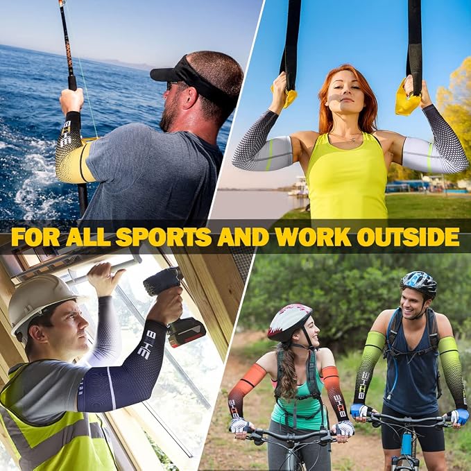beister Arm Sleeves for Men & Women, UV Protection Cooling Cover and Cyling | Lightweight stretch; sweat-wicking comfort; cycling, volleyball, baseball, driving and gardening; washable tattoo coverage
