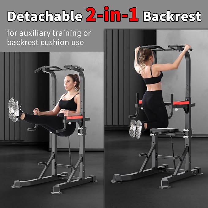 KINGKANG Assistive Power Tower,Dip Station & Pull Up Bar for Home Gym | Load 450 lbs|Suitable All Fitness Enthusiasts|9 Height Settings|Newly Upgraded