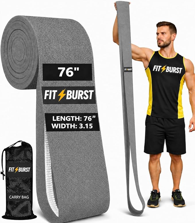 76-Inch Fabric Resistance Band for Full Body Workouts, Wide Non-Slip 120 LB | 76" Premium performance band, Home gym, Solid exercise band for big & tall size, Versatile resistance band, Machine washable