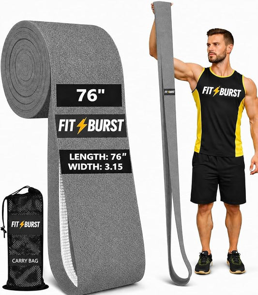 76-Inch Fabric Resistance Band for Full Body Workouts, Wide Non-Slip 120 LB | 76" Premium performance band, Home gym, Solid exercise band for big & tall size, Versatile resistance band, Machine washable