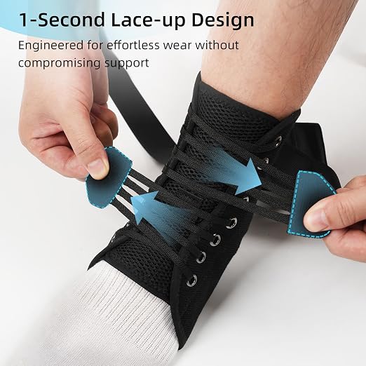 2 Pack Ankle Brace for Women & Men, Lace-Up Support with Side Stabilizers | Adjustable fit, Sprained ankle support, Achilles tendon support, Basketball, volleyball, running, tennis