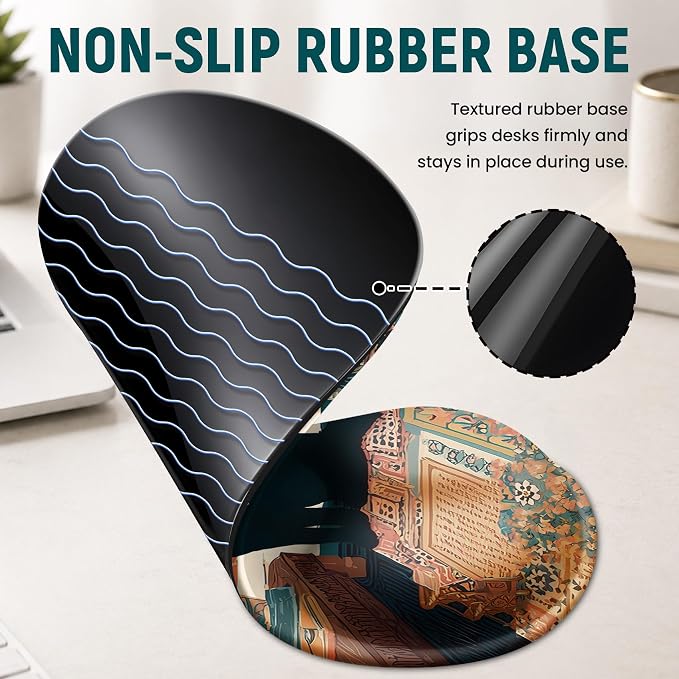 Ergonomic Mouse Pad with Wrist Rest, Gel Wrist Support, Cozy Cat | 10.2 x 7.6 in Mouse Pad with Smooth Fabric Surface and Non-Slip Rubber Base for Office, Home, Study, and Gaming