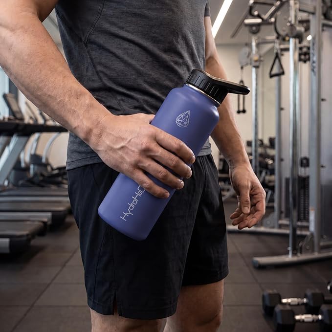 37 oz Insulated Water Bottles with Twist Cap, Keep Cold 24H, Leak-Proof, BPA-Free, Double Wall Stainless Steel Water Flask for Sports, Gym, Travel, and School (Purple)