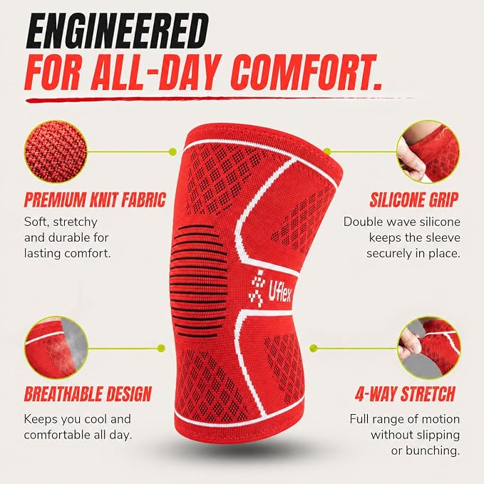 Knee Brace for Men and Women Knee Compression Sleeve Knee Support Wraps for Arthritis Joint Pain Relief, Workout, Swelling, Sports, Circulation, Running, Recovery for ACL & Meniscus Tear