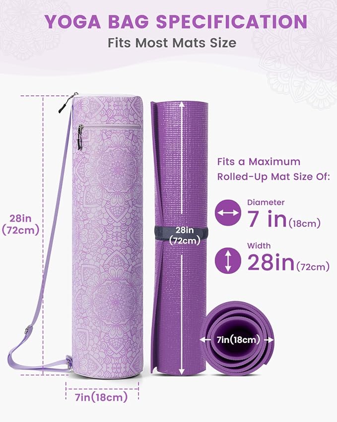 Gonex Yoga Mat Bag, Full-Zip Mat Carrier | 600D Oxford Fabric, Wet Pocket, Front Zip Pocket, Adjustable Strap, Fits Mats up to 26"