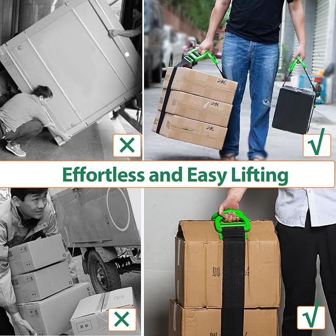 Adjustable Moving Straps, 2Pack 1-Person Handle Moving Lifting Straps for Moving Refrigerator,Furniture, Boxes, House-Moving,Support up to 660Lbs