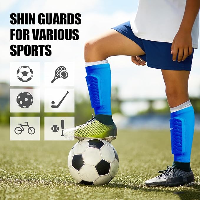 Soccer Shin Guards for Kids Youth Adults, Ski Shin Guards Sleeves for 2-18 Years Old Boys Girls Men, Calf Compression Sleeve with Honeycomb Pads, Espinilleras de Futbol para Hombres