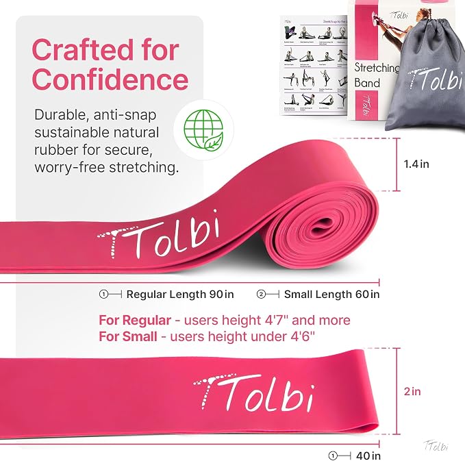 2-Pack Ballet Stretch Bands with Foot Mini Loop, Natural Rubber Dance Bands | Splits and flexibility training for kids, teens and adult dancers, gymnasts and cheerleaders, beginner guide and travel bag