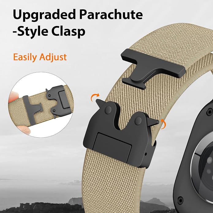 Elastic Sport Band for Apple Watch Ultra 3/2/1 Bands 49mm 46mm 45mm 44mm 42mm 41mm 40mm 38mm Men Women, Adjustable Parachute Buckle Nylon Fabric Wristband for iWatch Series 11 10 SE 9 8 7 6 5 4 3