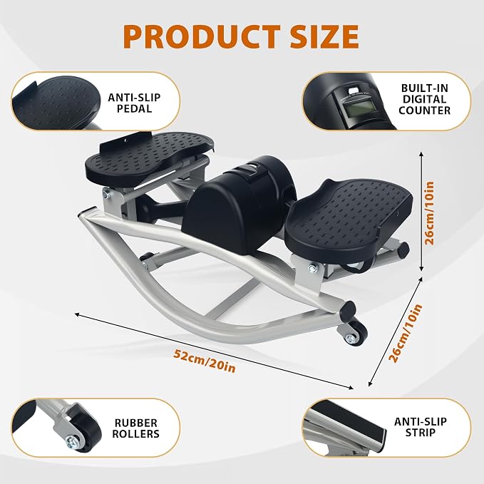 Rock Stepper Machine with Digital Display,Workout at Home,Office | Digital display, side-to-side motion, home workout, arm leg glute exercise,home fitness, full body workout