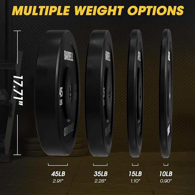 Mikolo Olympic Weight Plates, 2-Inch Rubber Weight Plates with Steel Insert, Bumper Plates for Strength Training, Weight Plate