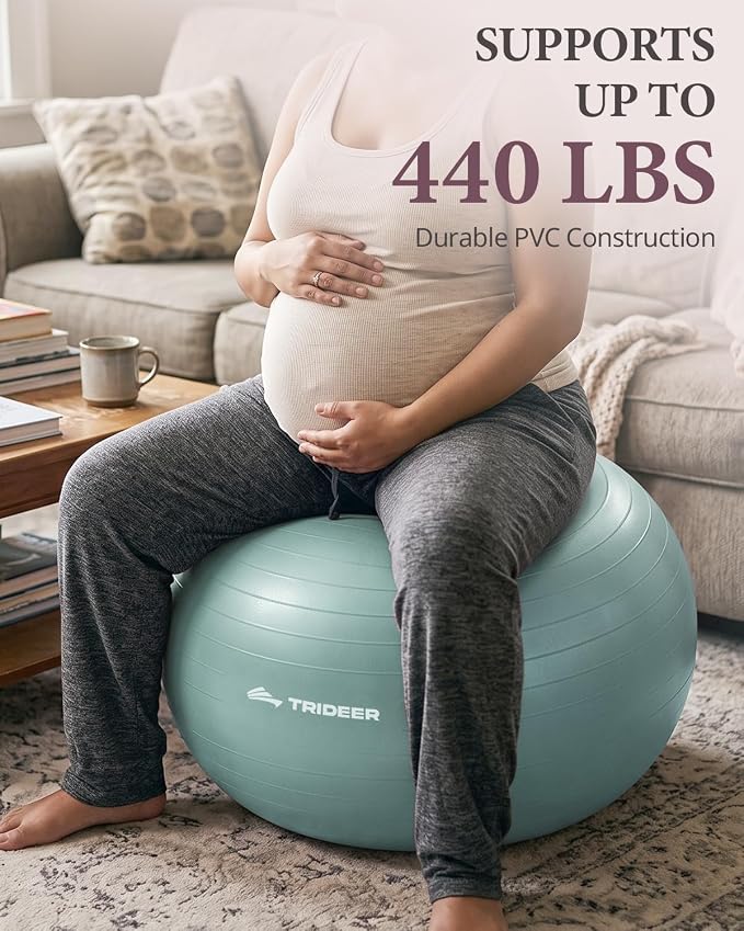 Trideer Exercise Ball, Stability Yoga Ball for Physical Therapy, Active Sitting, Pregnancy & Birth Labor Prep, Core Strength, Balance Training, Posture Improvement and Daily Stretching, 55/65/75cm
