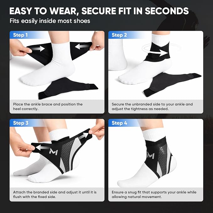 2 Pack Ankle Brace Compression Support for Men Women, Adjustable Lace-Up Ankle Stabilizer with Straps, Breathable Support for Running, Basketball, Gym, Sprained Ankle & Daily Use (Gray)