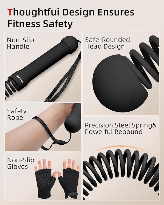 Abahub Weighted Ropeless Battle Rope, Portable Silent Cordless Battle Ropes, Space Saving Home Gym No Battle Ropes with Storage Bag, 2PCS Black - Set A