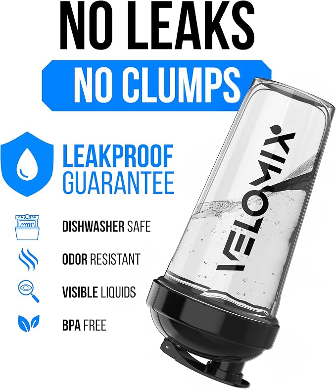 VELOMIX 6 Pack 28oz Protein Shaker Bottle, Dynamic Fuel Series | 6x Wire Whisk, Leak Proof Shaker Cups for Protein Shakes, Stackable, Dishwasher safe, BPA free, Pre Workout and Gym ready