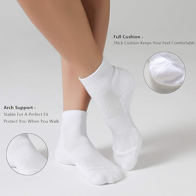 CS CELERSPORT 6 Pairs Women's Running Ankle Socks Athletic Sport Socks Cushioned