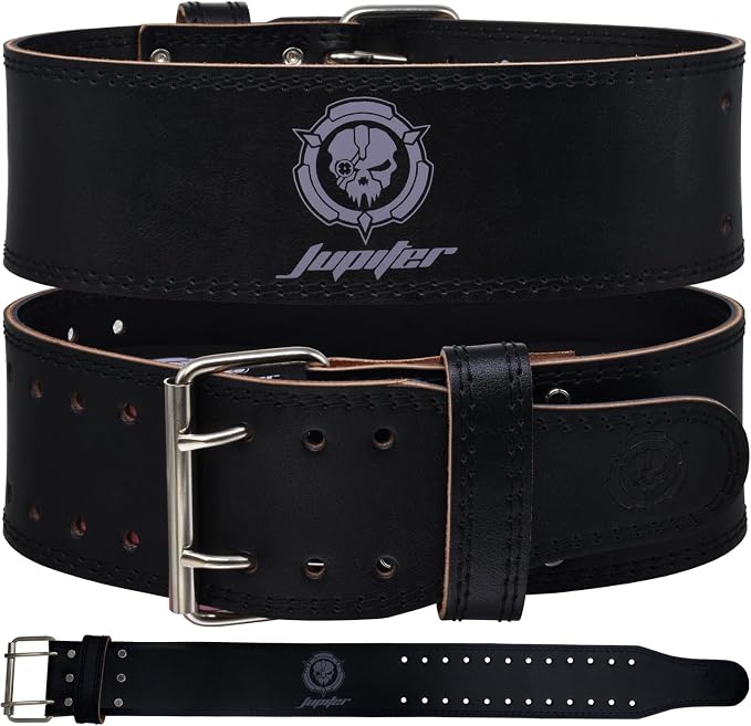Weight lifting Belt (6mm Thick) - Genuine leather, offering back support. Double-pronged buckle, ideal for weightlifting, powerlifting, squats and deadlifts