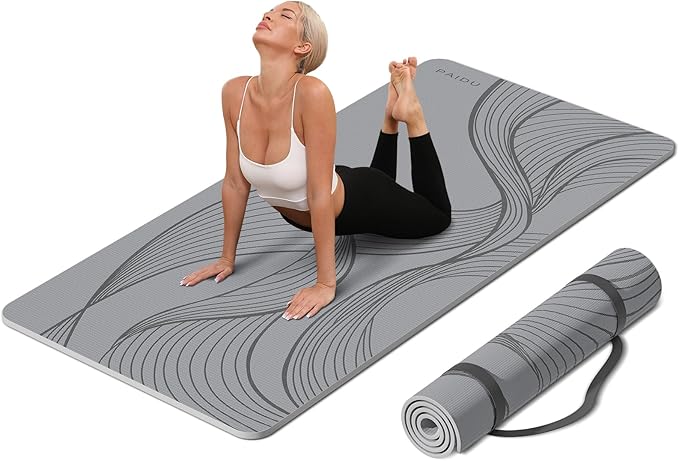 PAIDU Large Yoga Mat 72"x36"x10mm Non-Slip Exercise Mat for Home Gym Studio | Extra wide & thick non-slip yoga mat, works on all floors, ideal for stretching, yoga studio, gym and home workouts