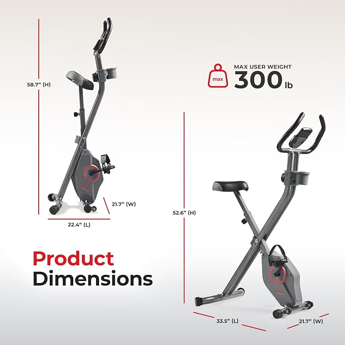 Sunny Health & Fitness Smart Foldable Magnetic X-Bike, Low-Impact Workouts