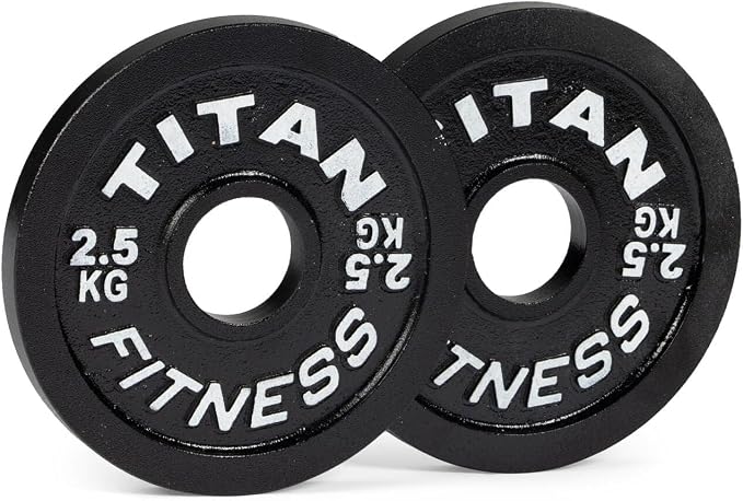 Titan Fitness Olympic Calibrated Steel Powerlifting Plates, Machine Precision Steel Discs