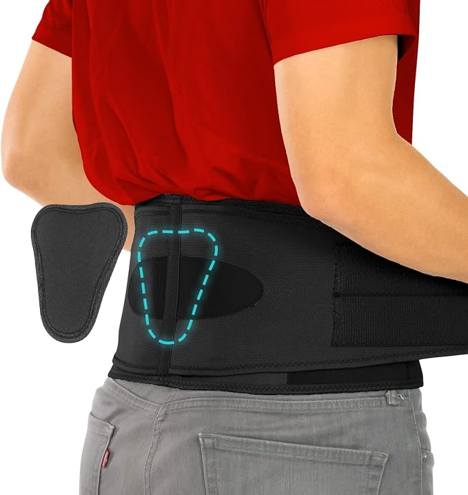 Vive Lower Back Support Brace for Men & Women - Dual Adjustable Lumbar Belt | For Heavy Lifting, Herniated Disc, Sciatica, Scoliosis, & Thoracic Pain Relief - Compression Posture Device for Work or Home