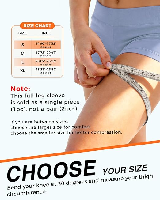 Copper Leg Compression Sleeve Ultra Breathable Full Leg Compression Sleeve | for Pain Relief,Arthritis,Muscle Recovery,Swelling,Inflammation,Leg Sleeve for Thigh,Calf,Knee,Men & Women(Black, X-Large)